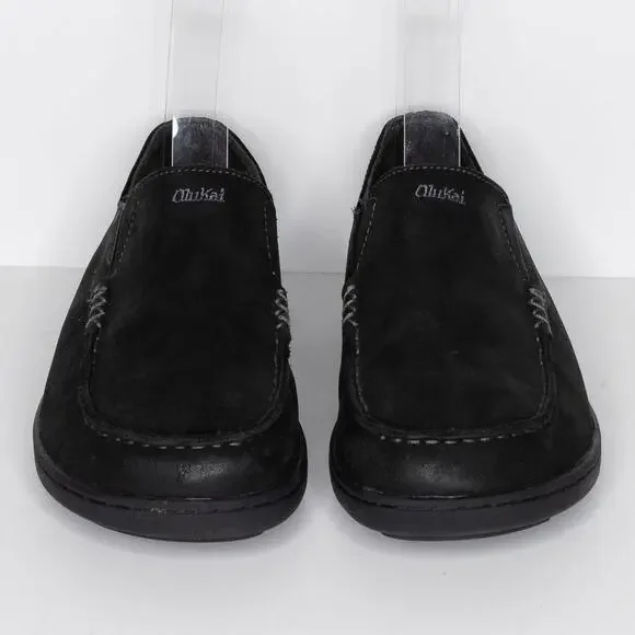 Olukai Boys Moloa Loafer Shoes Slip On Comfort Leather Youth Black Size 1 | AR - Picture 3 of 6